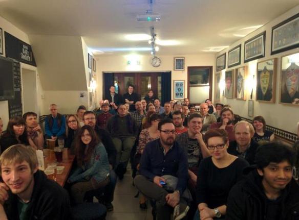 A full room at the first ever PubhD - 22 January 2014